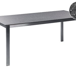 Stół ogrodowy stal szkło 180 x 90 cm czarny 171719 Stół ogrodowy stal szkło 180 x 90 cm czarny 171719