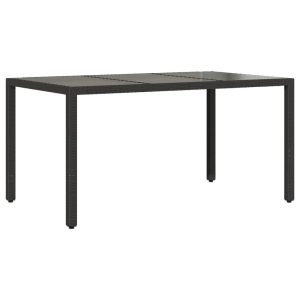 Stół ogrodowy ze szklanym blatem, czarny, 150x90x75cm rattan PE 630641 Stół ogrodowy ze szklanym blatem, czarny, 150x90x75cm rattan PE 630641