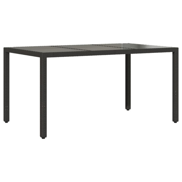 Stół ogrodowy ze szklanym blatem, czarny, 150x90x75cm rattan PE 630641