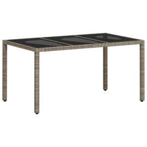 Stół ogrodowy ze szklanym blatem, szary 150x90x75 cm, rattan PE 630656 Stół ogrodowy ze szklanym blatem, szary 150x90x75 cm, rattan PE 630656