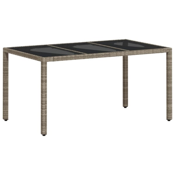 Stół ogrodowy ze szklanym blatem, szary 150x90x75 cm, rattan PE 630656
