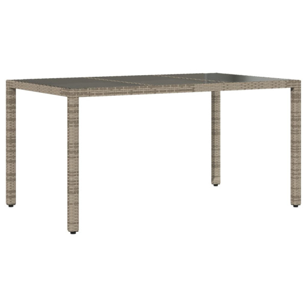 Stół ogrodowy ze szklanym blatem, szary, 150x90x75cm, rattan PE 630605