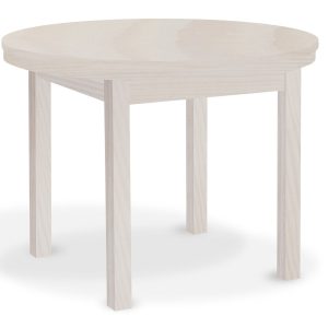 Stół Okrągły 100 – 150 cm rozkładany z drewna litego, bielony 682143