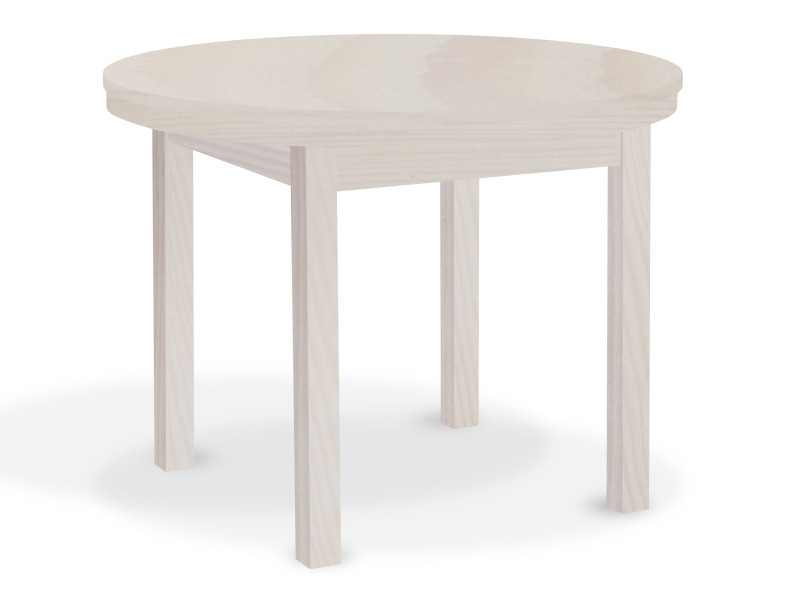 Stół Okrągły 100 - 150 cm rozkładany z drewna litego, bielony 682143