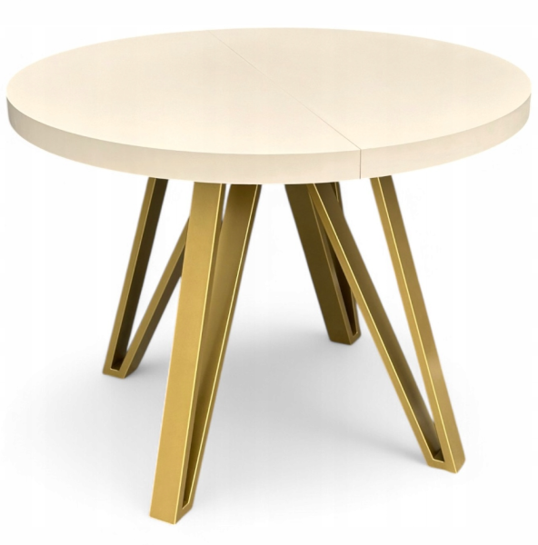 Stół okrągły 100 cm rozkładany 300 cm Kaszmir + nogi industrial ZŁOTE 649774