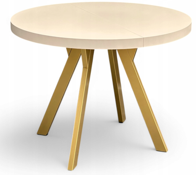 Stół okrągły 100 cm rozkładany do 300 cm KASZMIR + ZŁOTE nogi metal Y 649757