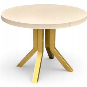Stół okrągły 110 cm rozkładany do 210 cm Kaszmir + ZŁOTE nogi METAL SLIM 649748 Stół okrągły 110 cm rozkładany do 210 cm Kaszmir + ZŁOTE nogi METAL SLIM 649748