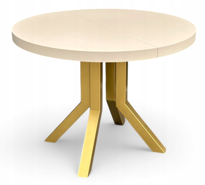 Stół okrągły 110 cm rozkładany do 310 cm Kaszmir + ZŁOTE nogi METAL SLIM 649764