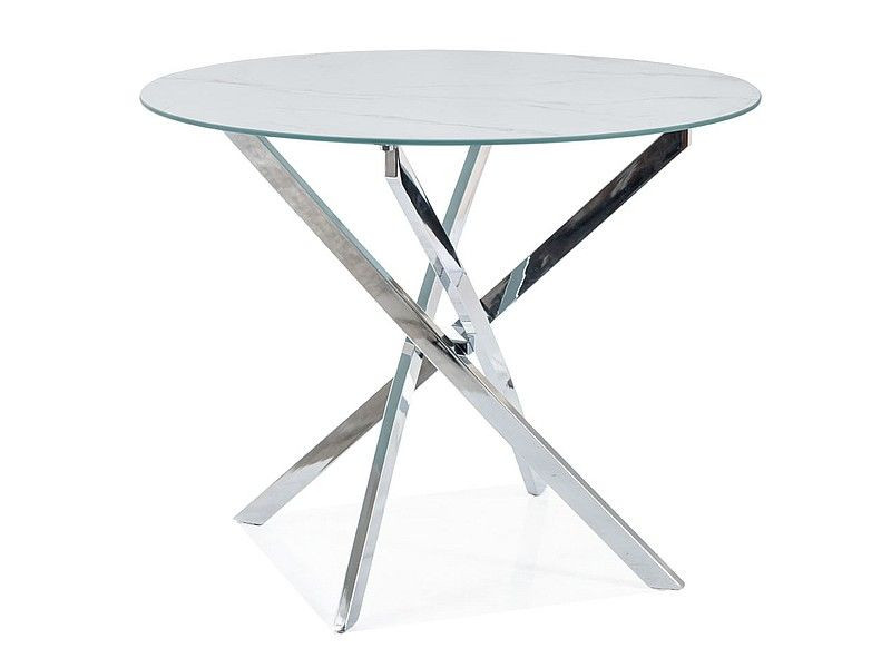 Stół okrągły AGIS 90x90 marmur/srebrny 841008
