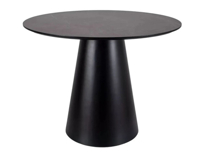 Stół okrągły ANGEL 100 cm efekt marmuru/ czarny mat 916930