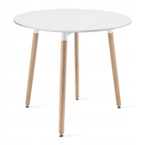 Stół Okrągły Biały Do Jadalni Kuchni Salonu Two 80Cm Nowoczesny Styl 794116