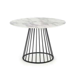 Stół okrągły BRODWAY 110×110 biały marmur/czarny 950100