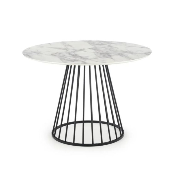 Stół okrągły BRODWAY 110x110 biały marmur/czarny 950100