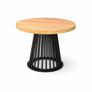 Stół Okrągły Craft 110/210cm Podstawa Lamel Metalowy Czarny 1066178