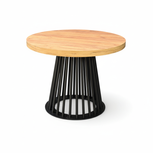 Stół Okrągły Craft 110/210cm Podstawa Lamel Metalowy Czarny 1066178
