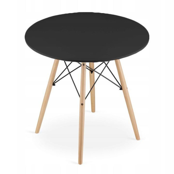 Stół okrągły czarny 70 cm skandynawski drewniane nogi do kuchni BEGRYF 974045