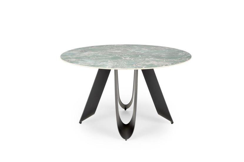 Stół okrągły GIOVANI 135x135 zielony marmur/czarny 841136