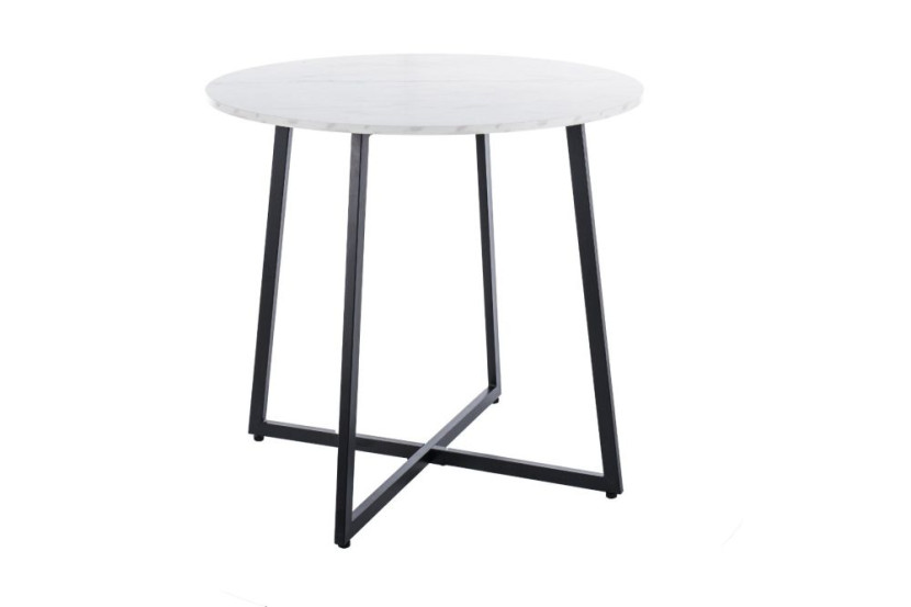 Stół okrągły LUNA 90x90 biały marmur/czarny 841007