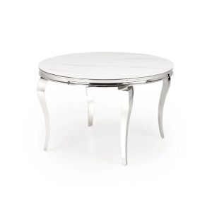 Stół okrągły REGINALD 120×120 biały marmur/srebrny 950106 Stół okrągły REGINALD 120×120 biały marmur/srebrny 950106
