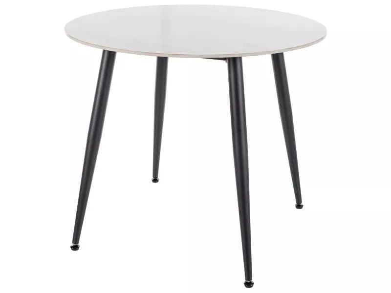 Stół okrągły RION 90 cm biały marmur/ czarny 841004