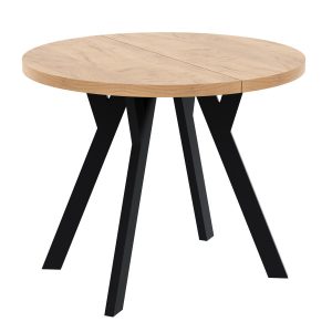 Stół okrągły ROKSI 90 cm rozkładany do 190 – złoty craft 1000622