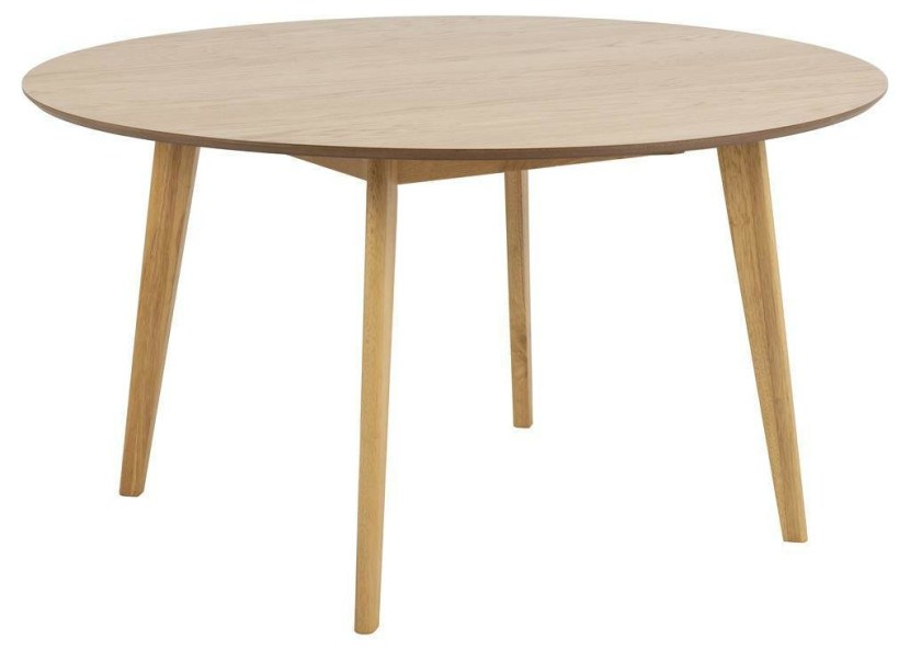 STÓŁ OKRĄGŁY Roxby naturalny 140 cm DREWNIANE NOGI fornir 310443
