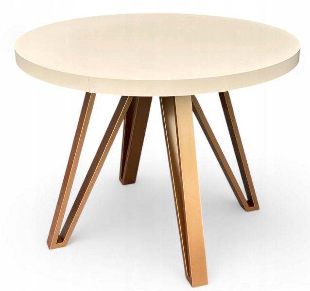 Stół okrągły rozkładany 100/300 cm Kaszmir + nogi industrial MIEDŹ 608478