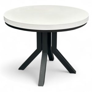 Stół okrągły rozkładany 110/310 cm biały + czarne nogi SLIM + maskownica 736236