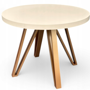 Stół okrągły rozkładany 110/310 cm Kaszmir + nogi Miedziane Metalowe 608484