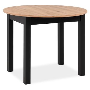 Stół okrągły rozkładany Coburg 100-140×76 dąb artisan/czarny 798337
