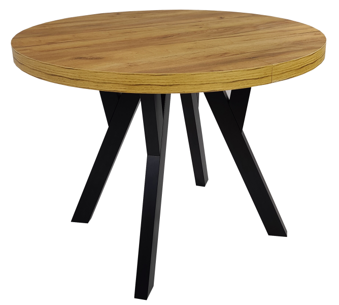 Stół okrągły rozkładany Czarny + DĄB CRAFT Ø100/300 cm + nogi metal Y 752795