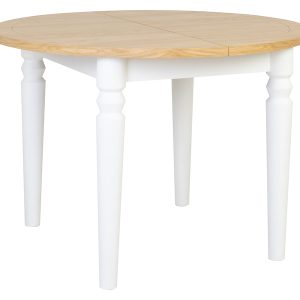 Stół okrągły rozkładany Dunlem 110/150×75 drewno naturalne/biały 1057327 Stół okrągły rozkładany Dunlem 110/150×75 drewno naturalne/biały 1057327
