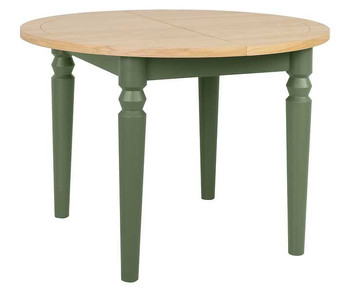 Stół okrągły rozkładany Dunlem 110/150x75 drewno naturalne/zielony oliwkowy 1057328