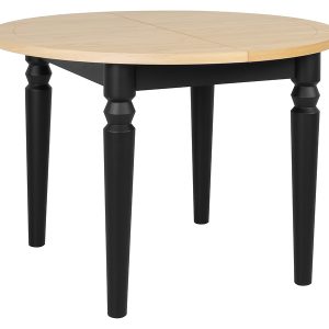 Stół okrągły rozkładany Dunlem 110/150×90 czarny mat/drewno naturalne 1057326 Stół okrągły rozkładany Dunlem 110/150×90 czarny mat/drewno naturalne 1057326