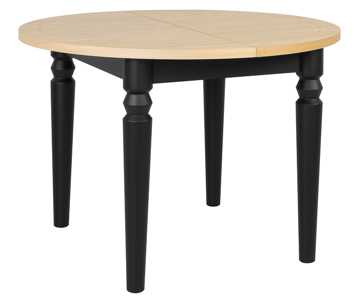 Stół okrągły rozkładany Dunlem 110/150x90 czarny mat/drewno naturalne 1057326