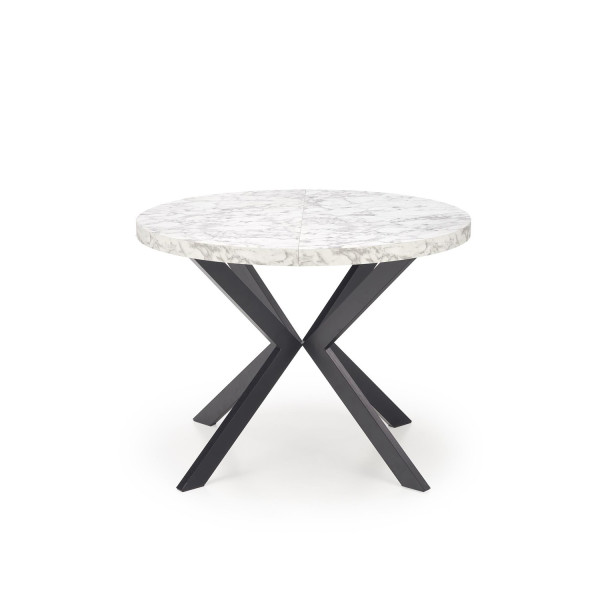 Stół okrągły rozkładany PERONI 100(250)x100 biały marmur/cza 1003573