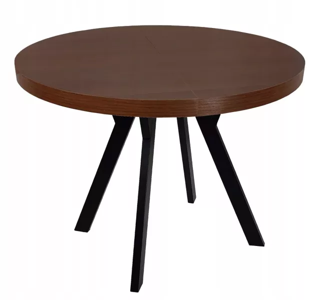 Stół okrągły rozsuwany nogi Metal Y Czarne ORZECH CIEMNY Ø110/210 cm 496900