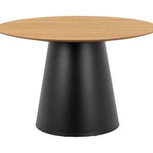 Stół okrągły Ruston 120 cm z metalową podstawą, Dąb matowy lakierowany 794605 Stół okrągły Ruston 120 cm z metalową podstawą, Dąb matowy lakierowany 794605