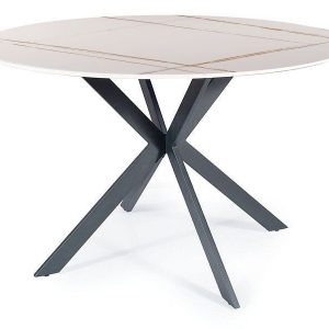 Stół okrągły TALIA 90×90 biały marmur/czarny 851195