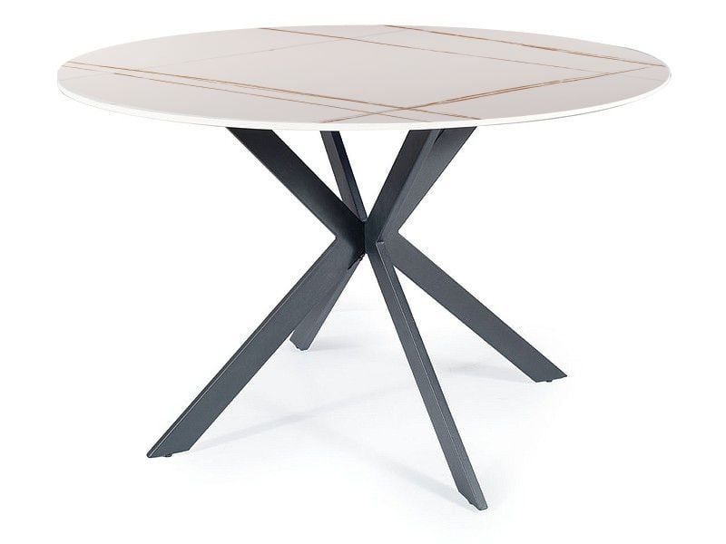 Stół okrągły TALIA 90x90 biały marmur/czarny 851195