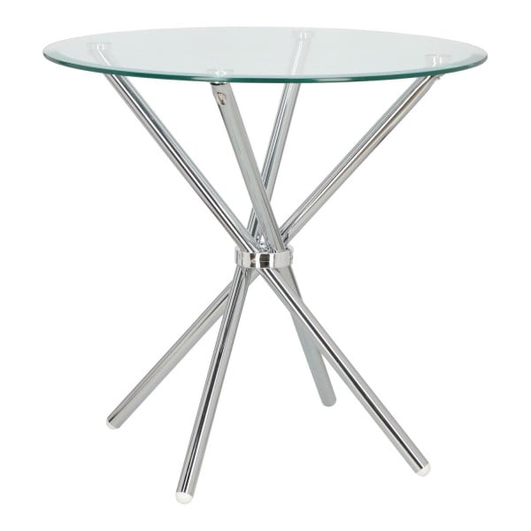 STÓŁ OKRĄGŁY Ufo 80 cm transparentny/chrom SZKLANY BLAT 487745
