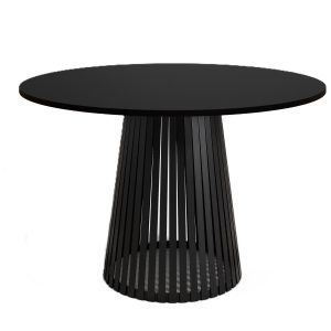 Stół okrągły VIV z lamelami do jadalni , salonu, blat 100 cm – czarny 736725 Stół okrągły VIV z lamelami do jadalni , salonu, blat 100 cm – czarny 736725