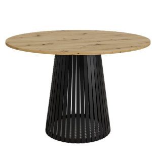 Stół okrągły VIV z lamelami do jadalni , salonu, blat 100 cm – dąb artisan 736680 Stół okrągły VIV z lamelami do jadalni , salonu, blat 100 cm – dąb artisan 736680