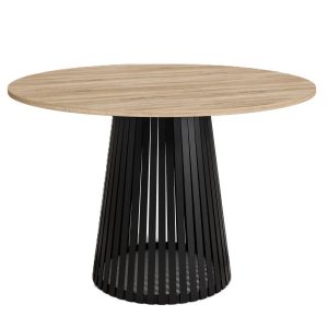 Stół okrągły VIV z lamelami do jadalni , salonu, blat 100 cm – dąb sonoma 736696 Stół okrągły VIV z lamelami do jadalni , salonu, blat 100 cm – dąb sonoma 736696