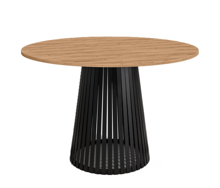 Stół okrągły VIV z lamelami do jadalni , salonu, blat 100cm-dąb craft złoty 736707