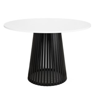 Stół okrągły VIV z lamelami do jadalni , salonu, blat 110 cm – biały 736649 Stół okrągły VIV z lamelami do jadalni , salonu, blat 110 cm – biały 736649