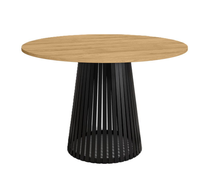 Stół okrągły VIV z lamelami do jadalni , salonu, blat 110 cm - dąb hikora 736663