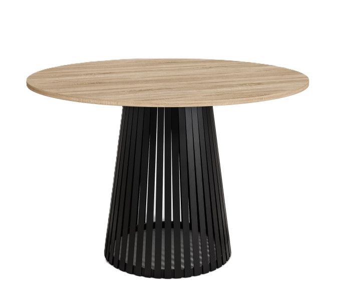 Stół okrągły VIV z lamelami do jadalni , salonu, blat 110 cm - dąb sonoma 736672