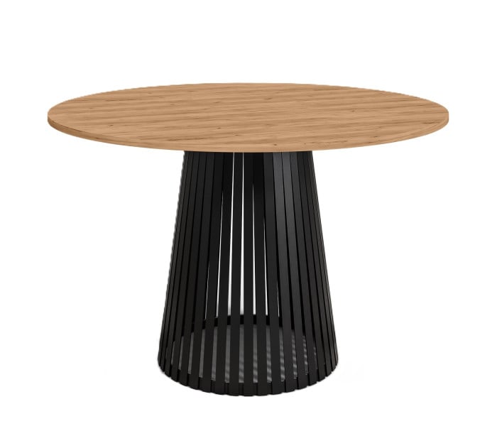 Stół okrągły VIV z lamelami do jadalni , salonu, blat 110cm-dąb craft złoty 736719