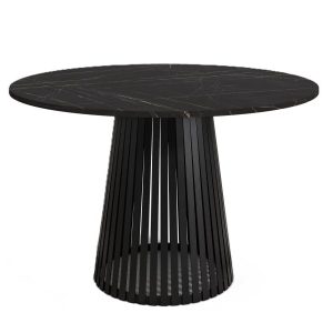 Stół okrągły VIV z lamelami do jadalni , salonu, blat 75 cm – marmur ciemny 736670 Stół okrągły VIV z lamelami do jadalni , salonu, blat 75 cm – marmur ciemny 736670